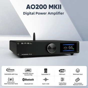 SMSL AO200 MKII Bluetooth 5,0 Аудио Усилитель Звука HIFI DAC УСИЛИТЕЛЬ с Дистанционным Управлением Микросхема MA5332 XLR/RCA/BT/USB Сбалансированный Вход 18