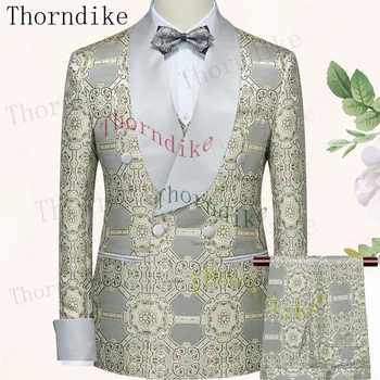 Thorndike 2023, Модный мужской повседневный бутик, Деловое Свадебное платье для жениха, Блейзеры, куртка, Брюки, костюм, пальто, Брюки, Жилет, 3 шт. /