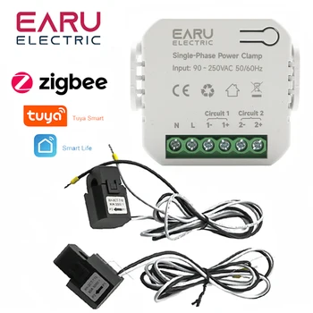 Tuya Smart WiFi Zigbee Двусторонний Счетчик Энергии 80-300A AC110V 220V Зажим CT kWh Мощность Монитор Потребления Электроэнергии 3