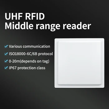 UHF RFID Интегрированная Антенна 12dBi Считыватель Дальнего Действия Водонепроницаемый IP67 RS232, RS485, RJ45, Wiegand 26/34 5