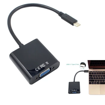 USB-C USB3.1 Type C Для Кабеля-адаптера VGA Male To VGA Female Конвертер Передачи видео 1080P для 12 Дюймов 15