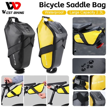 WEST BIKING 2,3-литровая велосипедная седельная сумка большой емкости, водонепроницаемая сумка для хранения седла, Задняя сумка для заднего сиденья, Велосипедная седельная сумка, аксессуары для Mtb 12