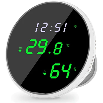 Wi-Fi Комнатный термометр, Гигрометр для помещений, умный монитор температуры и влажности со светодиодной подсветкой 9