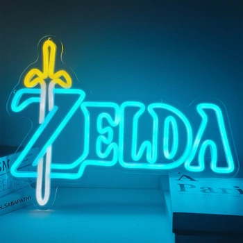 Zelda Неоновая вывеска Светодиодные фонари USB Декор игровой комнаты Стена спальни Неоновая Светодиодная вывеска Неоновый свет Домашний декор Бар Вечеринка Подарки на День Рождения 17