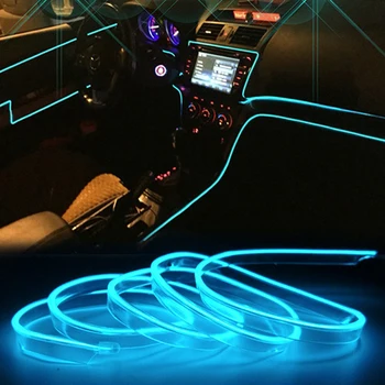 Автомобильная светодиодная лента длиной 2/1 м, неоновая лента, подсветка контура салона автомобиля, Украшение для тюнинга автомобиля, Атмосферная лампа 1