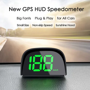 Автомобильный GPS HUD, цифровой дисплей спидометра, зеленый свет, Подключи и играй, аксессуары для автомобильной электроники крупным шрифтом для всех автомобилей