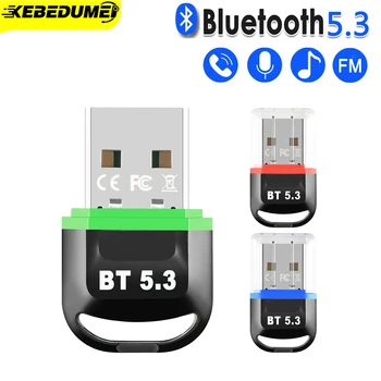 Автомобильный адаптер Bluetooth 5.3, передатчик, Беспроводной аудиоприемник, USB-ключ, громкая связь для автоматического динамика, мыши, клавиатуры, ноутбука 15