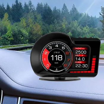 Автомобильный головной дисплей HUD OBD2 GPS Прочные автомобильные аксессуары Многофункциональный дисплей Напоминание об усталости при вождении Сигнализация о превышении скорости 12