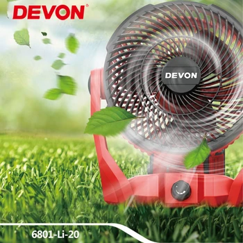 Аккумуляторный вентилятор Devon 6801 20 В 375 м /мин, 14 кубических метров в минуту, перезаряжаемый с универсальной аккумуляторной платформой Devon Flex USB Type-C 14