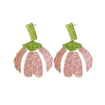 Акриловые Зеленые Листья Розовые Лепестки Цветов Серьги для женщин Модные Ювелирные изделия 11