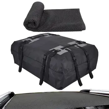 Багажник для перевозки грузов на крыше автомобиля объемом 15 кубических футов, сумка для перевозки грузов на крыше в складном исполнении, водонепроницаемая мягкая сумка для багажа на крыше, ткань Оксфорд 600D 19