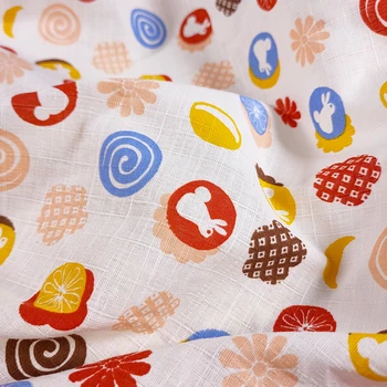 Бамбуковый хлопок, милый мультяшный японский Кролик, Хлопчатобумажная ткань с принтом, сумка ручной работы, ткань для одежды 13