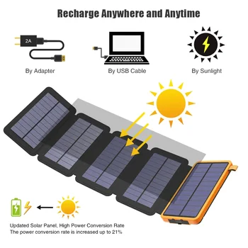 Банк Солнечной энергии с несколькими Солнечными Панелями Зарядное Устройство Для Внешнего Аккумулятора Солнечного Телефона для iPhone 6 6s 7 8 plus X Xs Xr 11 12. 18