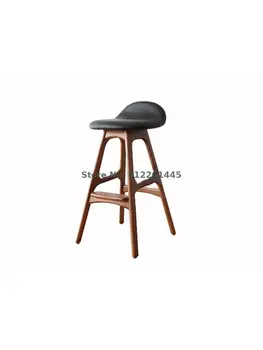 Барный стул из массива дерева, скандинавский барный стул, модный высокий стул с поворотной спинкой, простой высокий стул, креативный барный стул 10