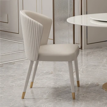 Бежево-белое кресло для переодевания, Кожаное Металлическое кресло для спальни, Итальянская Роскошная мебель для дома Sillas De Comedor T50CY 9