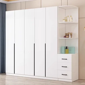 Белый многофункциональный шкаф Для одежды, Организация помещения для хранения Одежды, Шкаф для спальни, Деревянная перекладина, Компактная мебель 8