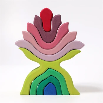 Большие цветочные волны Погода Строительные блоки для укладки Открытая игра Вальдорф Монтессори Развивающие деревянные игрушки для детей 14