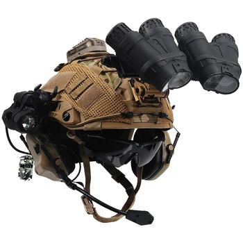 Быстрый военный шлем для страйкбола, Игровые наборы с Тактической гарнитурой, Очками и моделью Телескопа, с усовершенствованной EPP-накладкой, для CS на открытом воздухе 4