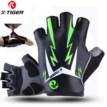 Велосипедные перчатки X-Tiger, мужские MTB Дорожные перчатки, светоотражающие перчатки на половину пальца для горного велосипеда, велосипедные нескользящие спортивные перчатки 15