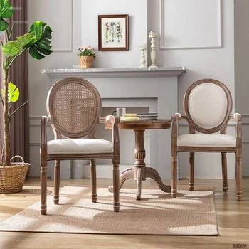Винтажные обеденные стулья из ротанга, французский стул из массива дерева, мебель для дома, стулья для дома в семье, американское загородное кресло для отдыха 18