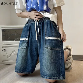 Винтажные шорты Мужские с большими карманами, подростковые джинсовые брюки в стиле хип-хоп, американская уличная одежда, Крутая мода, M-3XL, Выстиранная одежда Y2k 12