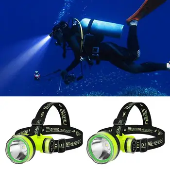 Водонепроницаемый Яркий светодиодный фонарик, подводный фонарик, 2 режима освещения для погружений, перезаряжаемые налобные фонари для плавания, пеших прогулок, кемпинга 19