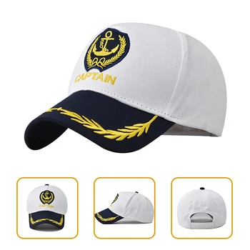Военная кепка для яхты для взрослых, костюм капитана-моряка, Бейсбольная кепка, Хлопковые бейсболки Адмирала, Капитанская кепка для мужчин, катающихся на лодках 2