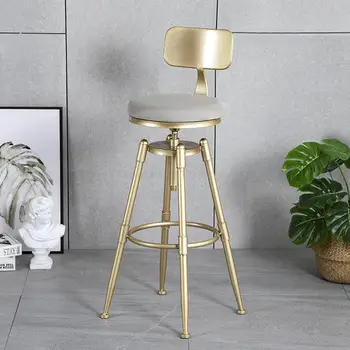 Вращающийся Роскошный Золотой Современный Высокий Барный стул для гостиной, обеденный Nordic Cafe, Металлический Офисный стул, Мягкая мебель для дома Cadeiras XY50BC 7