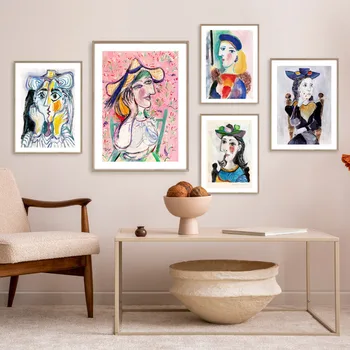 Выставка абстрактной живописи маслом в стиле кубизм, настенная живопись, плакаты и принты на скандинавскую тему, настенная роспись в гостиной на заказ 13