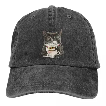 Выстиранная мужская бейсболка Purrfect Morning Cat С кепками Coffee Trucker Snapback, папина шляпа, животные, пьющие кофе, шляпы для гольфа, 6
