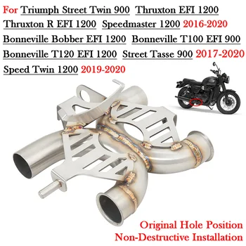 Выхлопная Труба Среднего Звена Мотоцикла Escape Moto Модифицирует И Удаляет Катализатор Для Triumph Bonneville T100 EFI 900 Bobber T120 EFI 1200 20