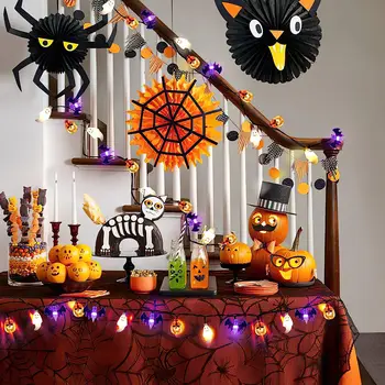 Гирлянды-пауки на Хэллоуин, 2 фута, гирлянды на Хэллоуин с 10 лампочками-пауками, водонепроницаемые для внутреннего / наружного использования, патио, 14