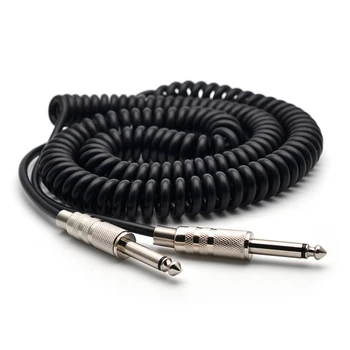 Гитарный пружинный кабель 6,35 / 6,5 Гитарный басовый аудиокабель Экранирующий провод длиной 5 м Для подключения звука электрогитары 9