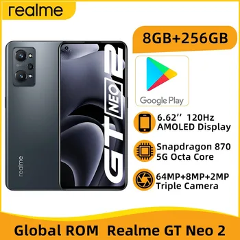 Глобальная встроенная память Realme GT NEO 2 8 ГБ 256 ГБ Смартфон Snapdragon 870 Octa Core 6,62 