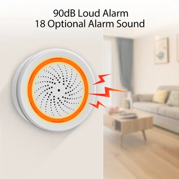 Датчик звука и Освещенности Tuya Zigbee Smart Alarm Siren 90dB Приложение Дистанционного Управления Система Домашней Безопасности Сирена Сигнализации 11