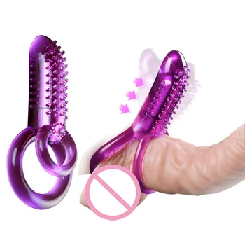 Двойное вибрирующее кольцо для члена, вибратор с мужской задержкой по времени, Двойное кольцо для пениса, секс-игрушки для мужчин, продлевающие кульминацию, Эротические секс-товары для взрослых 16