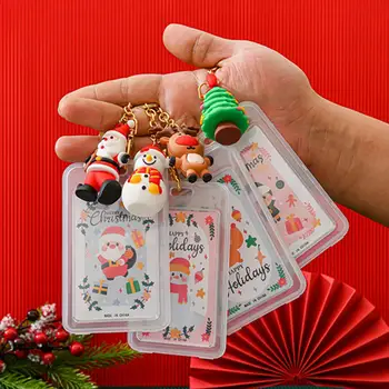 Двусторонний прозрачный держатель для карт, двухсторонние водонепроницаемые пластиковые держатели для карт с праздничной подвеской в виде снеговика в виде рождественской елки 3