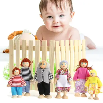 Деревянные куклы, забавные, долговечные, креативные мультяшные игрушки для детей, первоклассные деревянные игрушки, мультяшные игрушки, Очаровательные красочные семейные Творческие дети 12