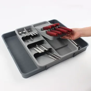 Держатель Кухонного Ножа Ящик для хранения Ножей Полка-перегородка для ножей Ящик для столовых приборов Ящик для хранения Кухонного Органайзера Организатор Кухни 11