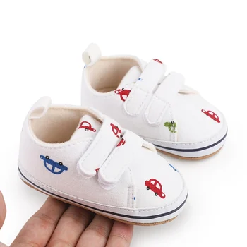 Детская обувь, кроссовки для новорожденных мальчиков и девочек, простые первые ходунки с мультяшным принтом, кроссовки на мягкой подошве для малышей 0-18 м