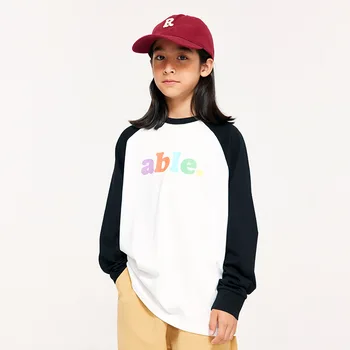 Детская одежда 2023, осенняя новинка, хлопковая футболка для японских мальчиков с длинными рукавами, детская нижняя рубашка с рукавами реглан большого размера 18