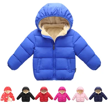 Детская однотонная хлопковая куртка Детская толстая хлопковая куртка для мальчиков и девочек Хлопковая верхняя одежда из плюшевого пуха Детское зимнее пальто 11