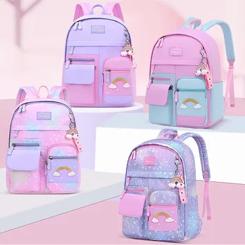 Детская сумка для книг, нейлоновые водонепроницаемые школьные рюкзаки с милым радужным принтом для мальчиков-подростков и девочек, сумки для начальной школы moda infantil