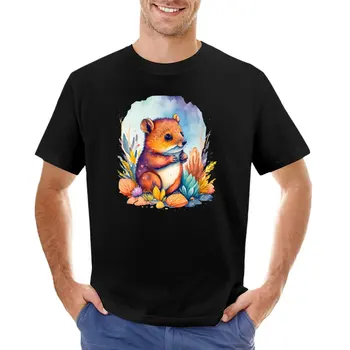 Детская футболка Quokka с цветочной росписью III, забавные футболки, мужские футболки оверсайз 11