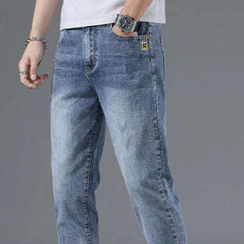 Джинсы Мужские Slim Fit, Новый модный бренд, мужские повседневные длинные брюки, Модные весенне-осенние эластичные джинсы 11