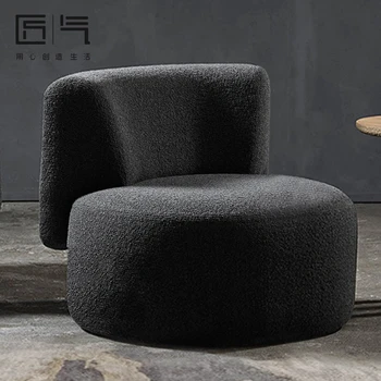 Диван-кресло Акцентный стул Черный Однотонный Тканевый диван для гостиной Современный минималистичный дизайнерский стул для отдыха без подлокотников из ткани