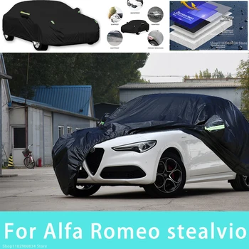 Для Alfa Romeo stealvio Наружная защита, полные автомобильные чехлы, снежный покров, Солнцезащитный козырек, Водонепроницаемые Пылезащитные внешние Автомобильные аксессуары 8