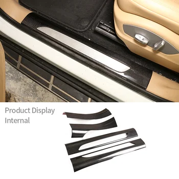 Для Porsche Macan 2014-2020 Накладка на порог автомобиля из настоящего углеродного волокна для декоративной защиты интерьера скутера Автомобильные Аксессуары 8