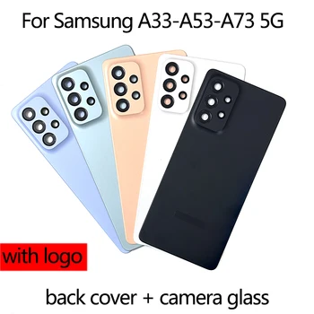 Для Samsung Galaxy A33 A53 A73 5G Задняя Крышка Батарейного Отсека A336 A536 A736 Корпус Панели Крышки задней Двери С Адгезивным Стеклянным Объективом Камеры 12