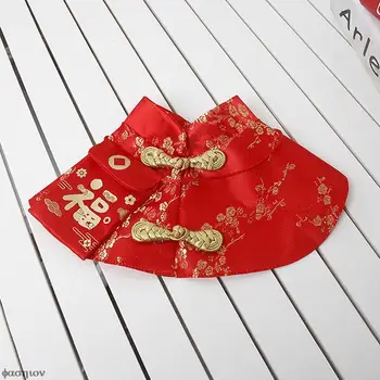 Домашняя кошка, Новогодний плащ, одежда для вечеринки, платье китайской династии Тан, Праздничный плащ С красным конвертом для щенка, Новая одежда для щенков 4